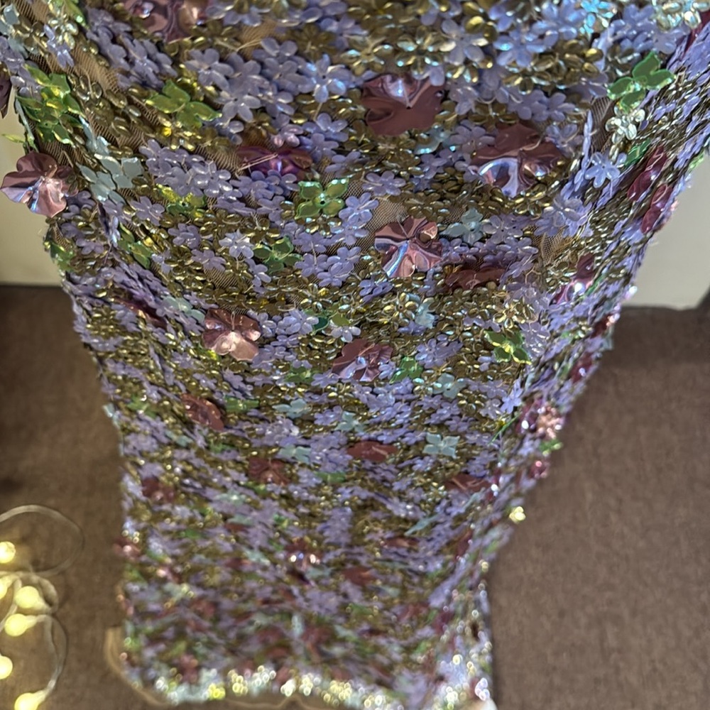 MAC DUGGAL
Multicolor Sleeveless Floral Paillette Embellished Mesh Gown - Picture 10 of 17